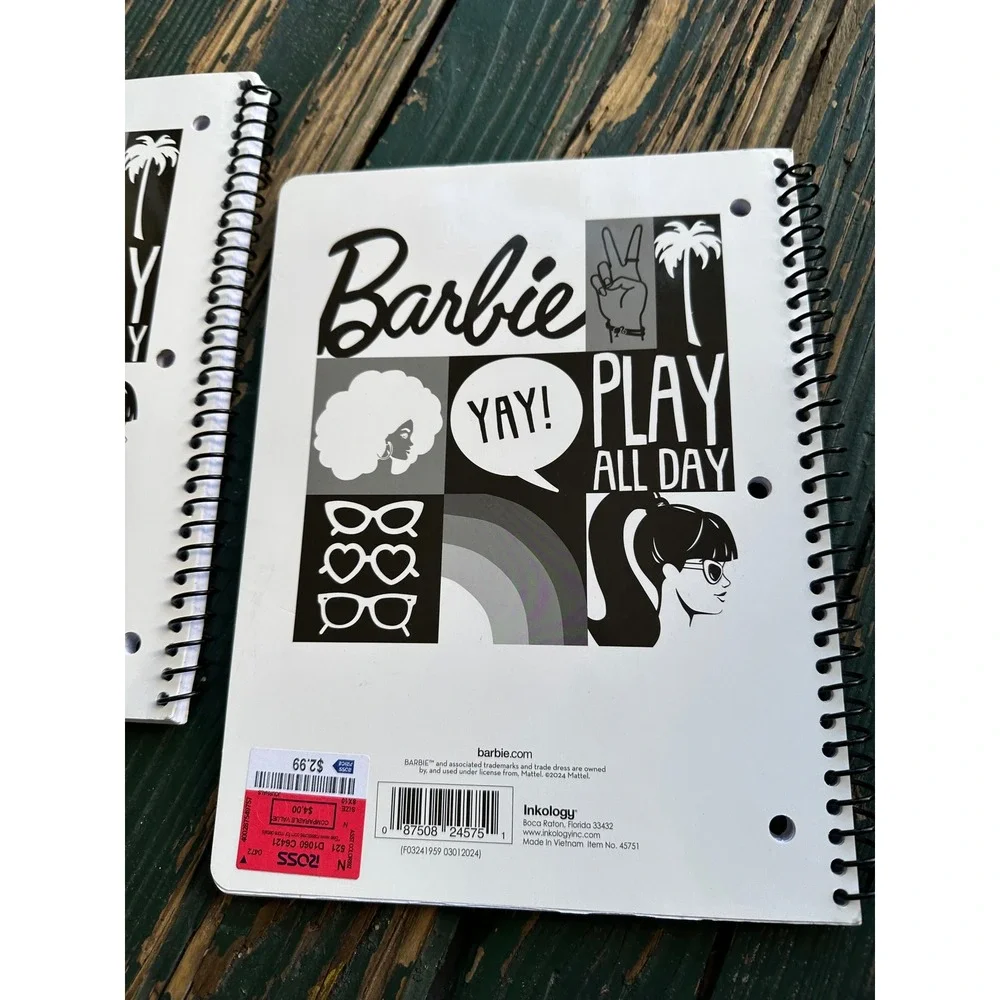 Barbie Inkology Spiral Notebooks Blue 80 Sheets College‎ Ruled 2 Pack 10.5x8